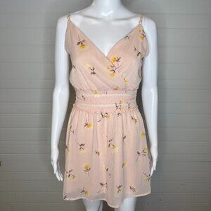 ROW A Blush Floral Smocked Waist Mini Dress